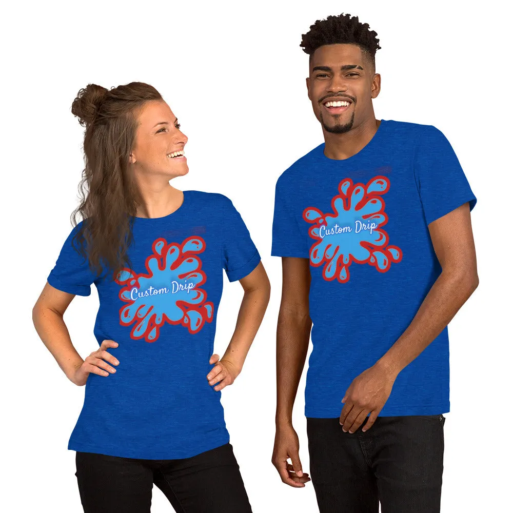 Custom Drips Red&Blue Splash Short-Sleeve Unisex T-Shirt