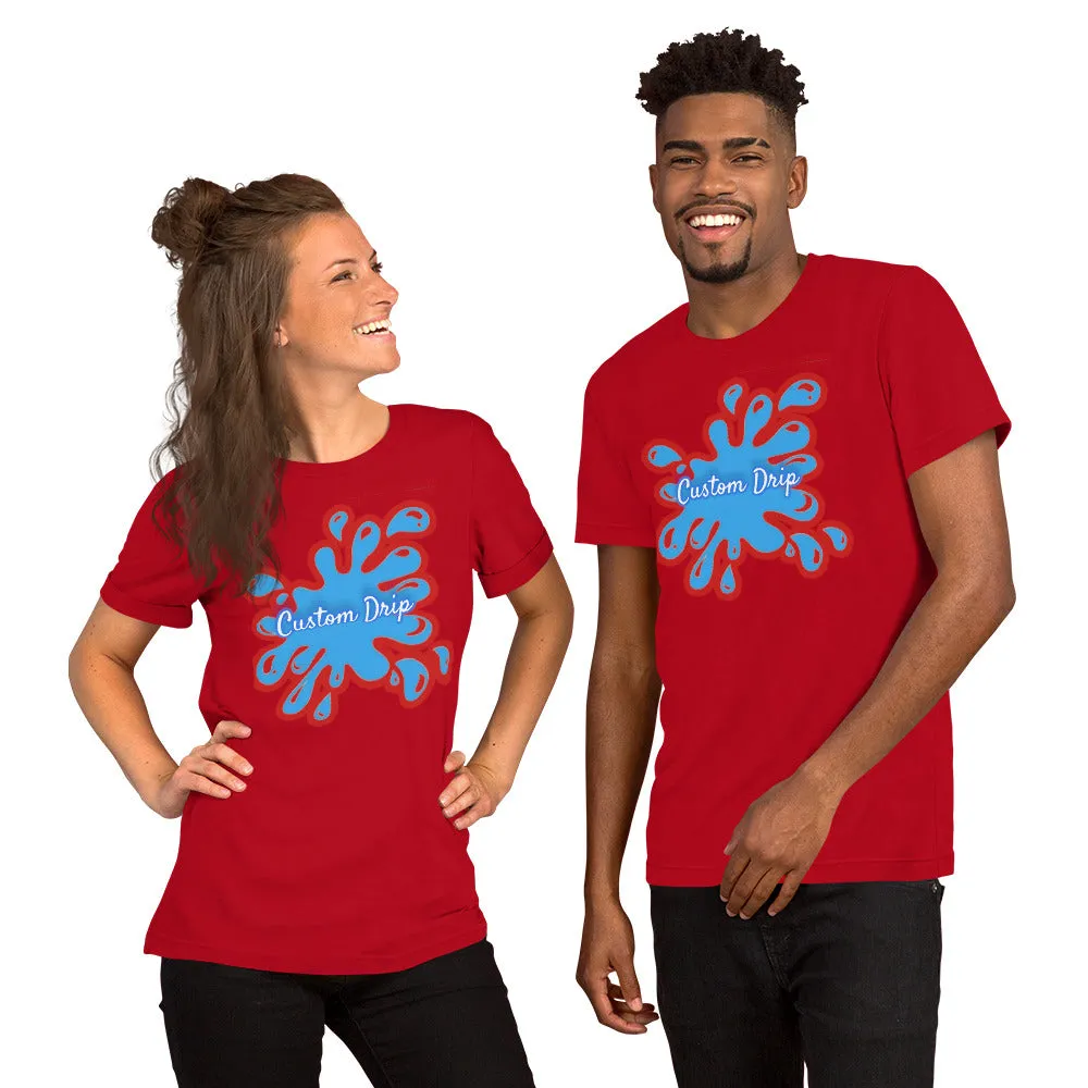 Custom Drips Red&Blue Splash Short-Sleeve Unisex T-Shirt