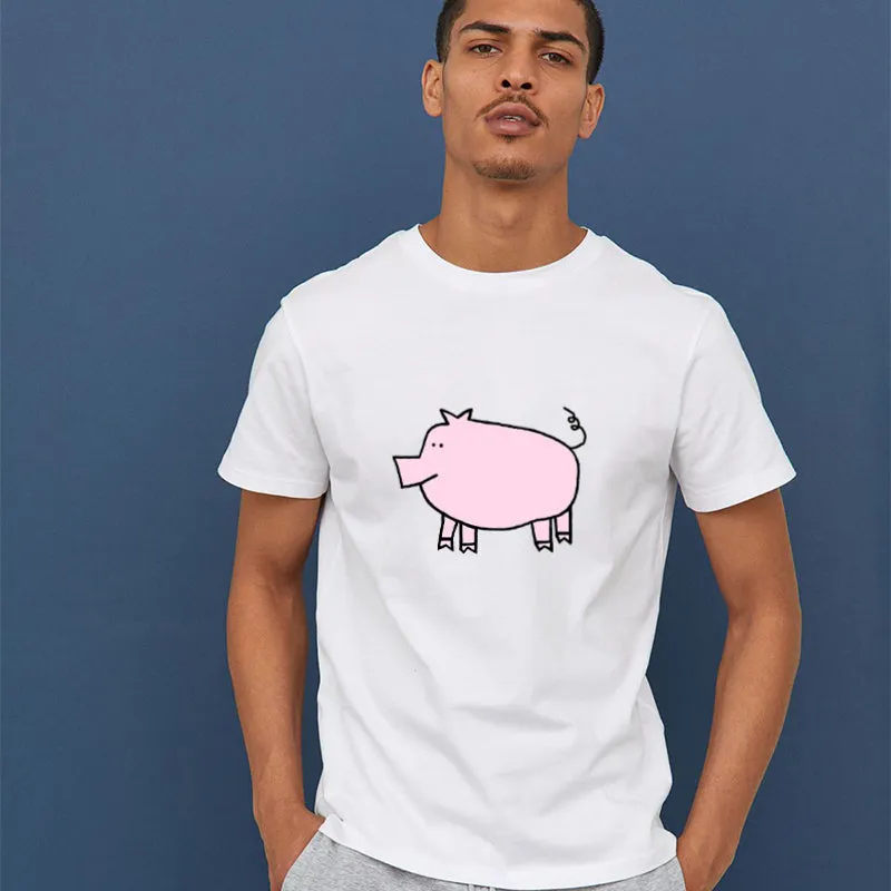 Cute Colorful Piggy Cotton Tee