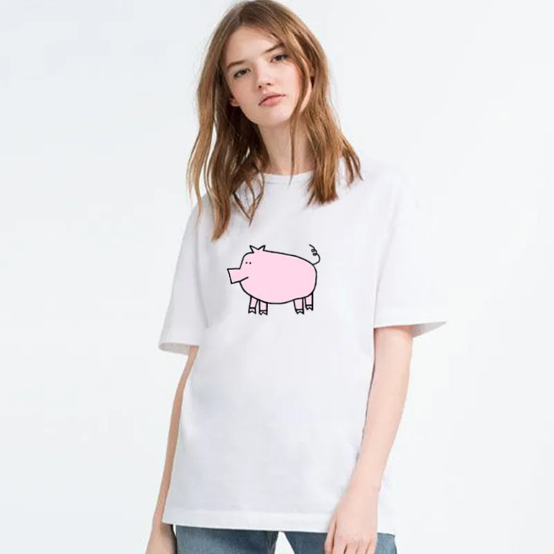 Cute Colorful Piggy Cotton Tee