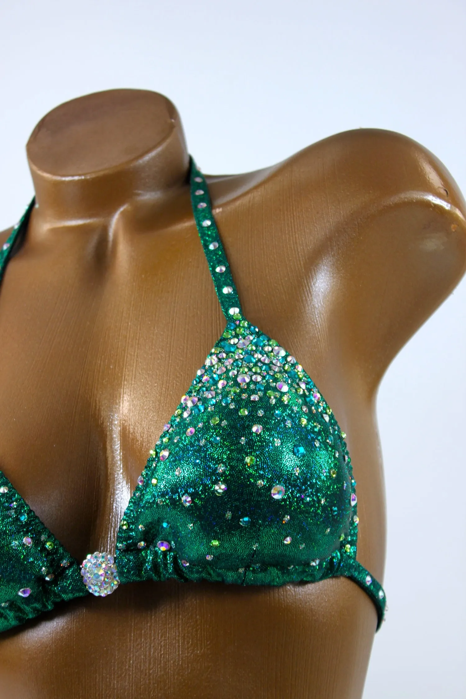 Dark Green Holographic Figure Competition Suit