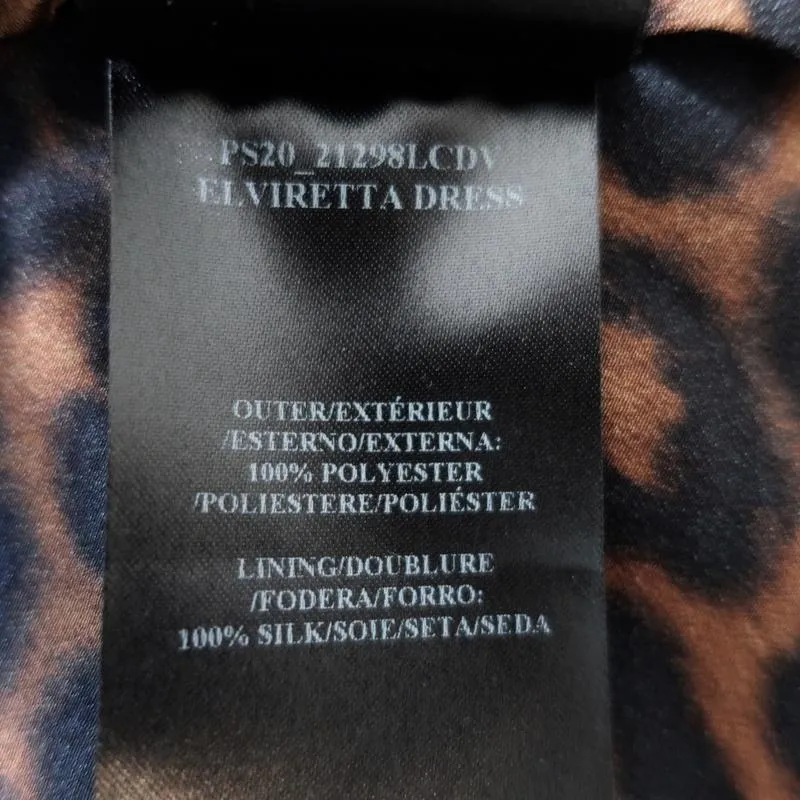 Erdem Dress Elviretta Leopard Print Fil Coupe Chiffon Size US 2