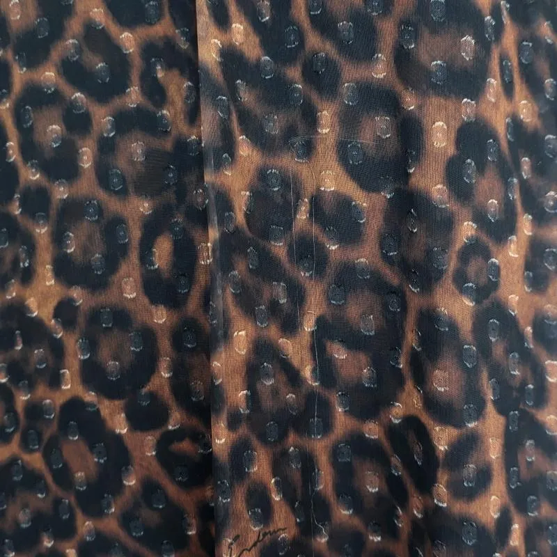 Erdem Dress Elviretta Leopard Print Fil Coupe Chiffon Size US 2
