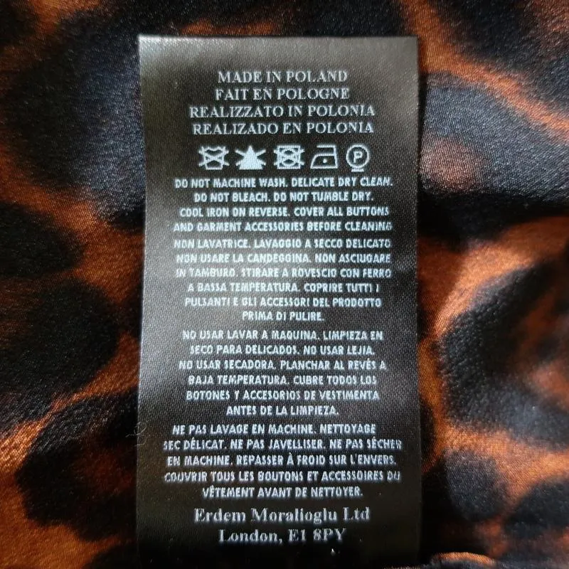 Erdem Dress Elviretta Leopard Print Fil Coupe Chiffon Size US 2