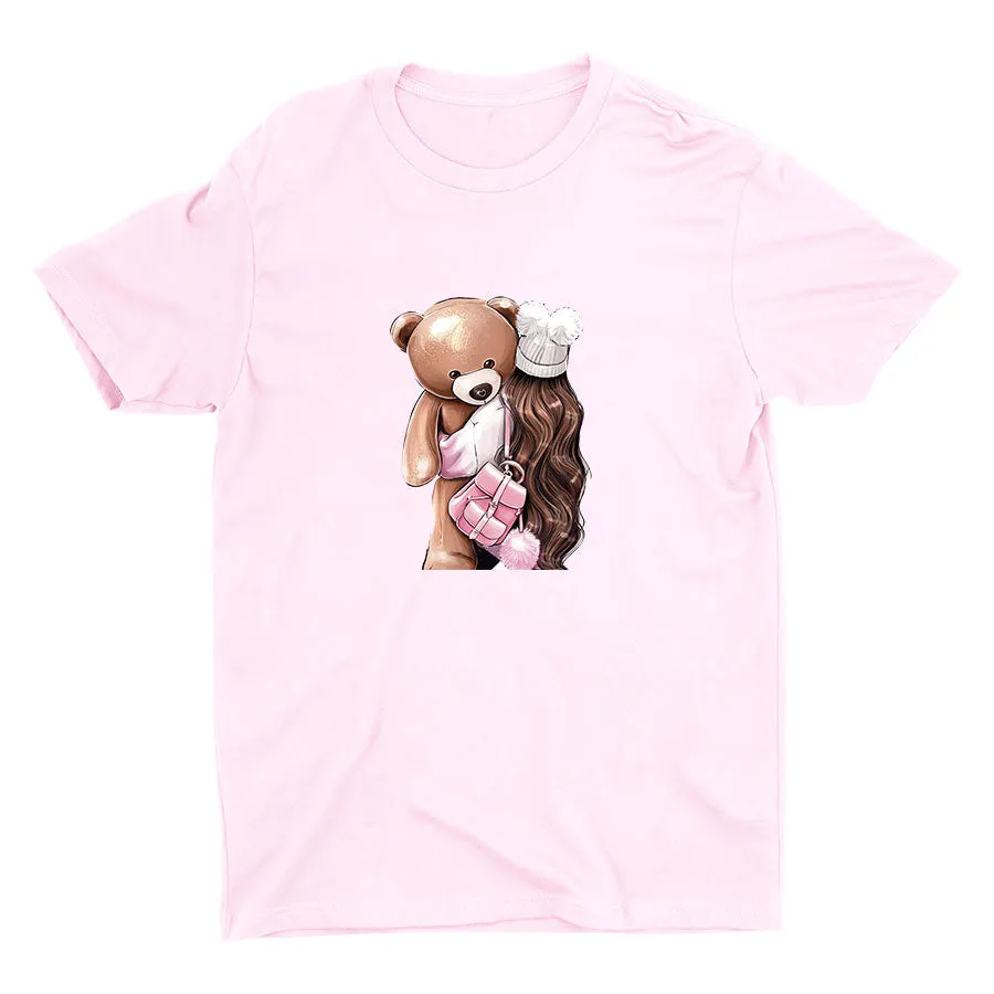 Girl with Her Bear Cotton Tee