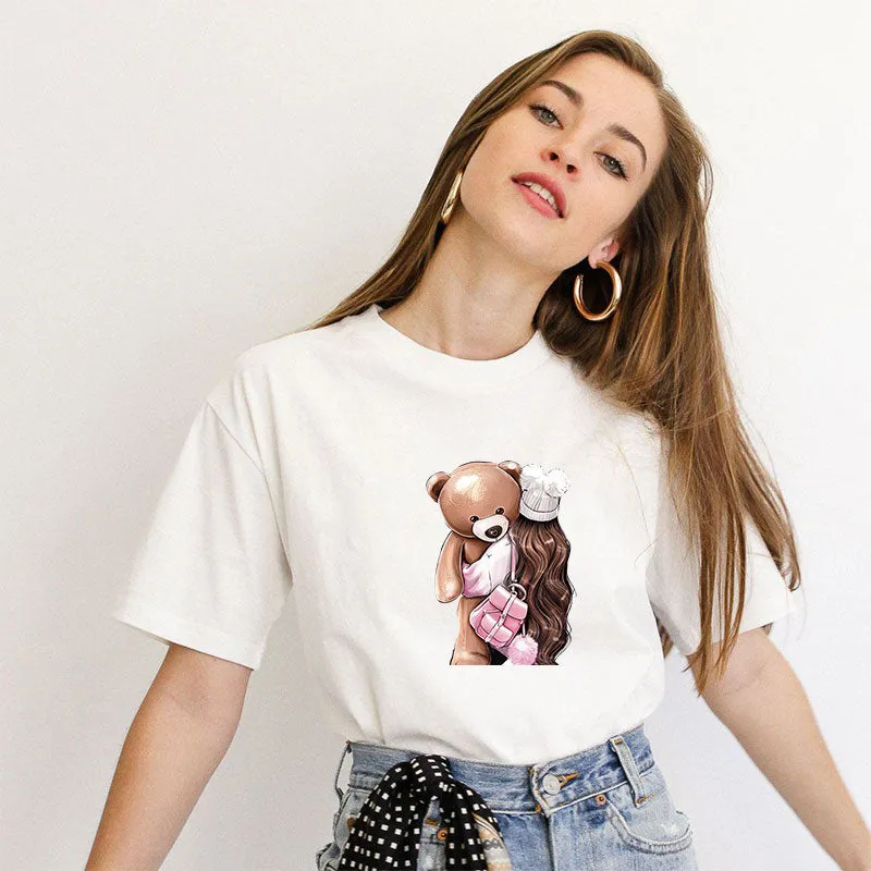 Girl with Her Bear Cotton Tee