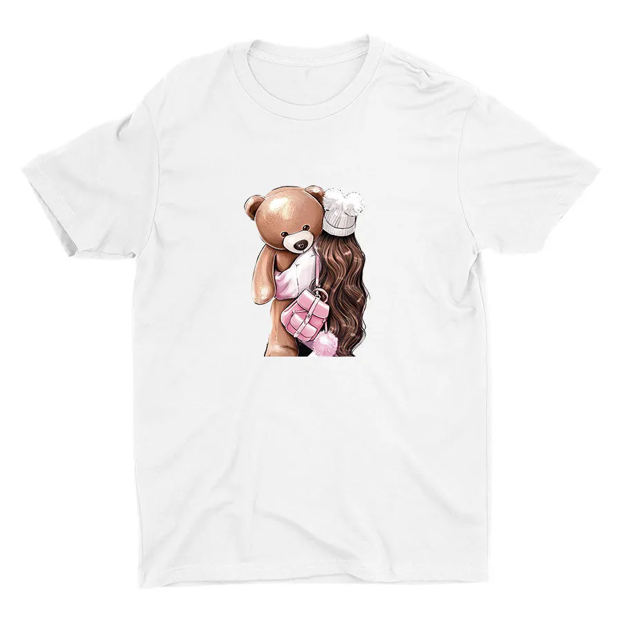 Girl with Her Bear Cotton Tee