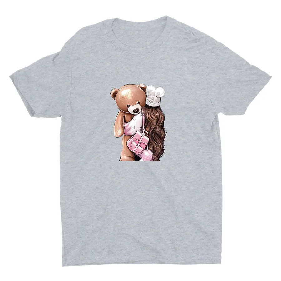 Girl with Her Bear Cotton Tee