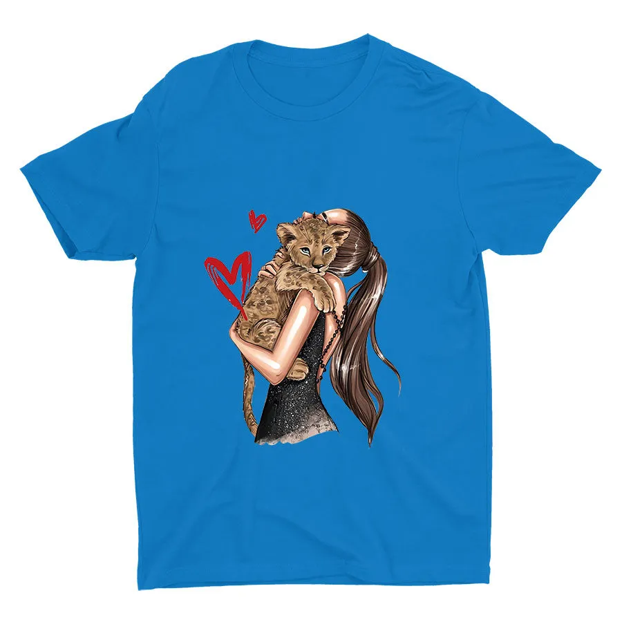 Girl With Her Cute Pet Cotton Tee