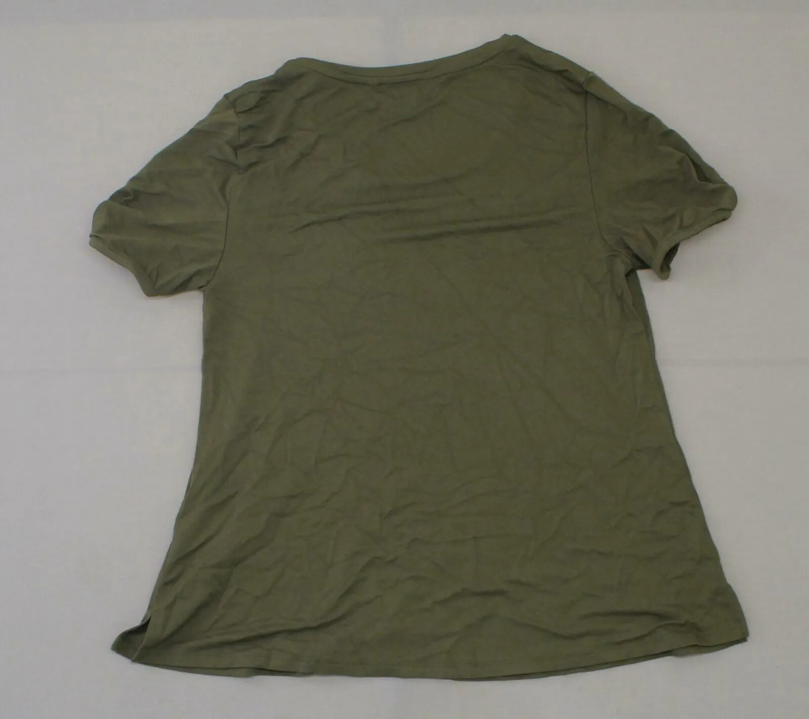 H by Halston Women's Knit Crepe Scoop Neck Twist Sleeve Top Olive Small