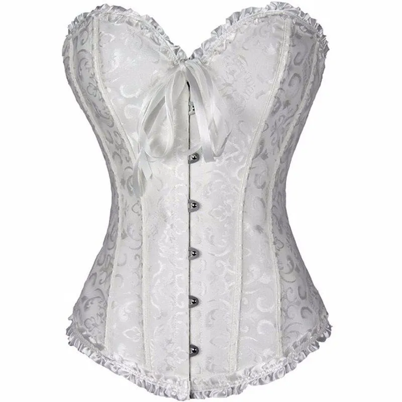 Hot Sale ! Sexy Satin Floral Gothic Lace up Boned Overbust Corset