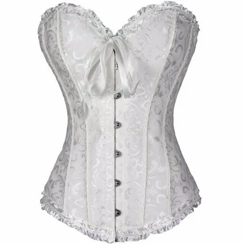 Hot Sale ! Sexy Satin Floral Gothic Lace up Boned Overbust Corset