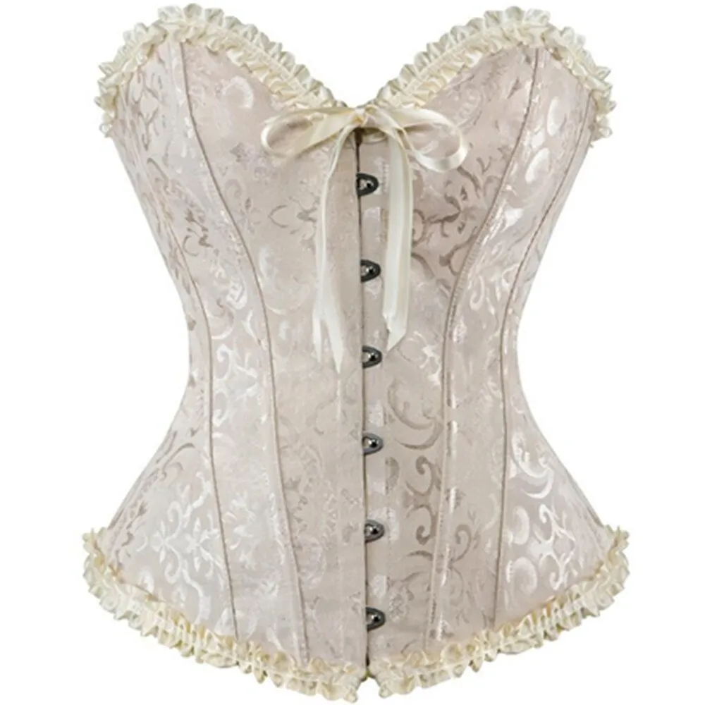 Hot Sale ! Sexy Satin Floral Gothic Lace up Boned Overbust Corset