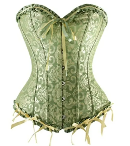 Hot Sale ! Sexy Satin Floral Gothic Lace up Boned Overbust Corset