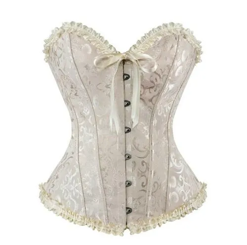 Hot Sale ! Sexy Satin Floral Gothic Lace up Boned Overbust Corset