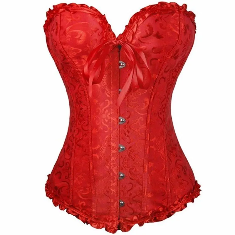 Hot Sale ! Sexy Satin Floral Gothic Lace up Boned Overbust Corset