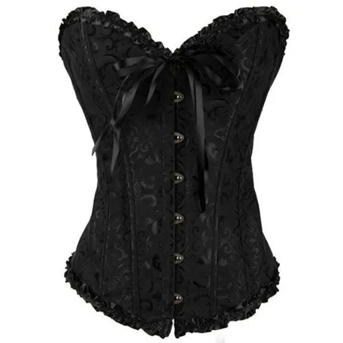 Hot Sale ! Sexy Satin Floral Gothic Lace up Boned Overbust Corset