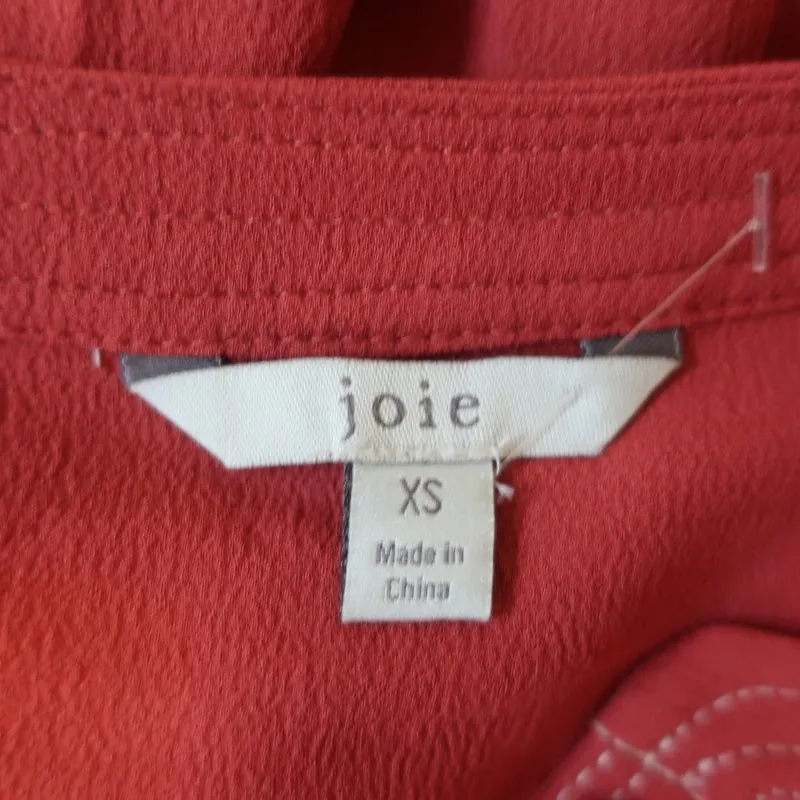 Joie Top Mirna Desert Spice Chiffon Size Extra Small Peasant Sleeve Blouse