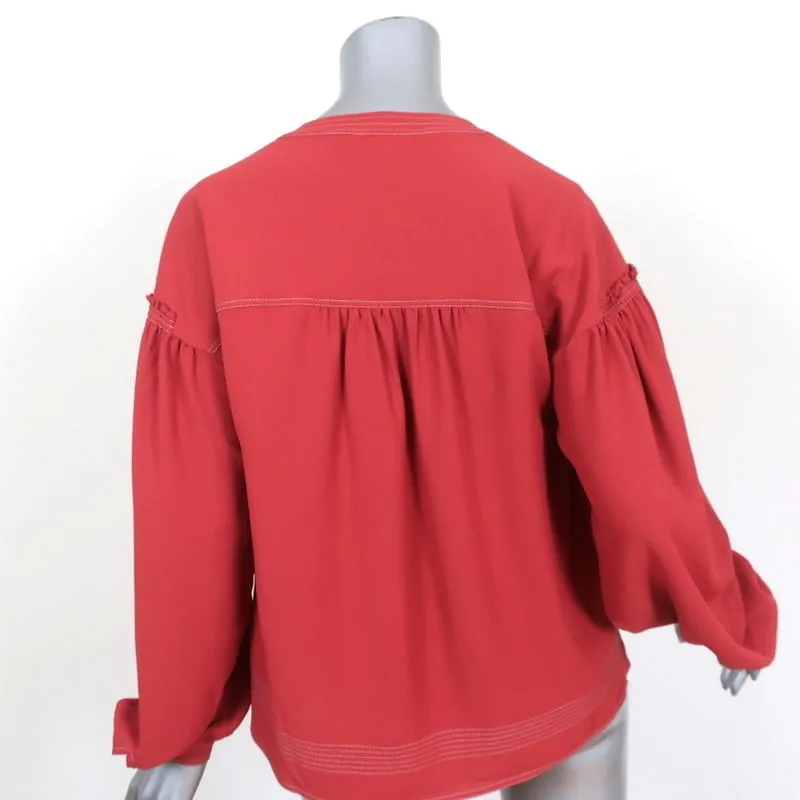 Joie Top Mirna Desert Spice Chiffon Size Extra Small Peasant Sleeve Blouse