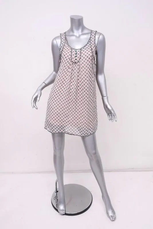 Juicy Couture Dress Pink/Teal Daisy Dot Print Chiffon Size 2 Sleeveless Mini NEW