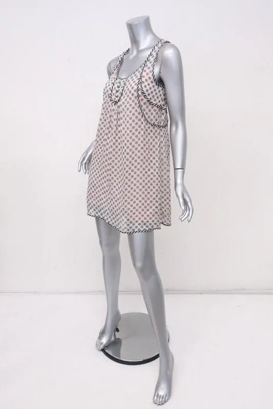 Juicy Couture Dress Pink/Teal Daisy Dot Print Chiffon Size 2 Sleeveless Mini NEW
