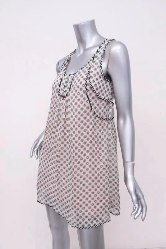 Juicy Couture Dress Pink/Teal Daisy Dot Print Chiffon Size 2 Sleeveless Mini NEW