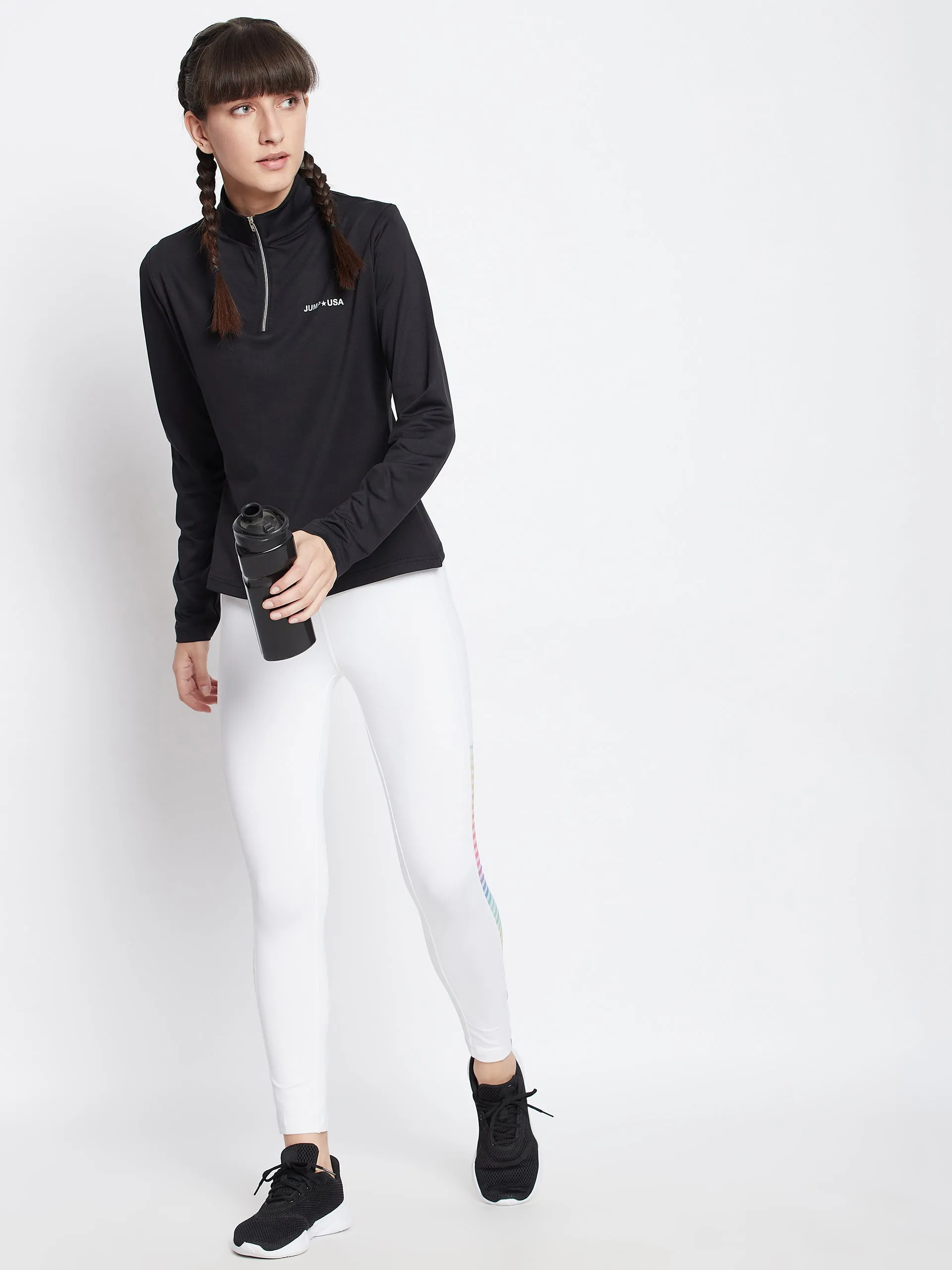 JUMP USA Women Solid Rapid-Dry Training T-shirt
