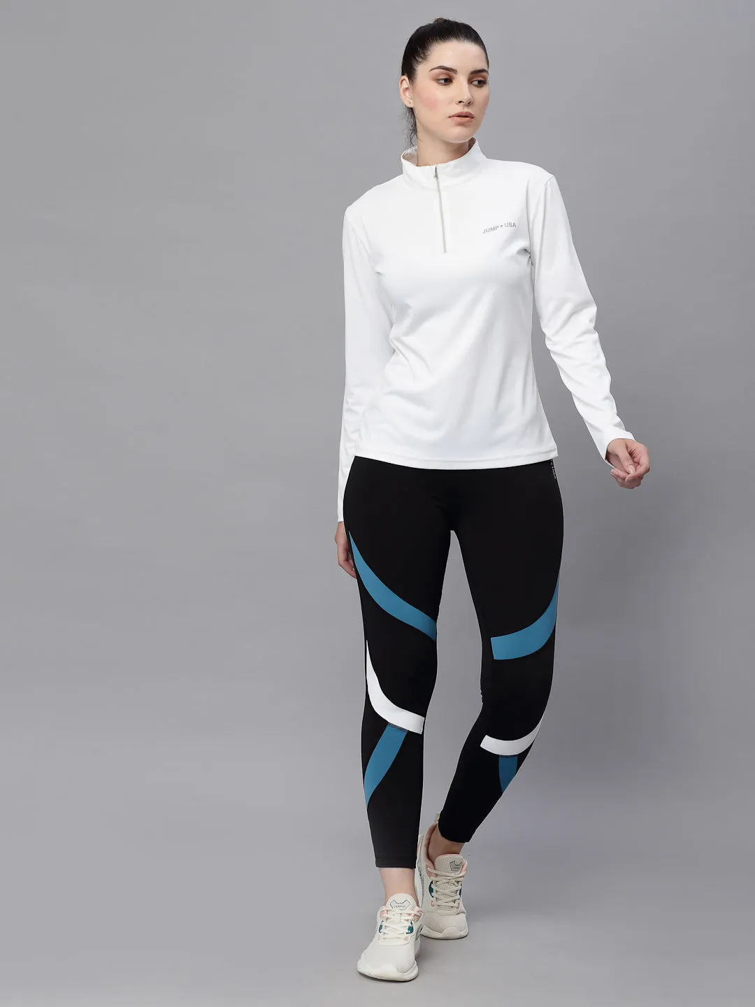 JUMP USA Women Solid Rapid-Dry Training T-shirt