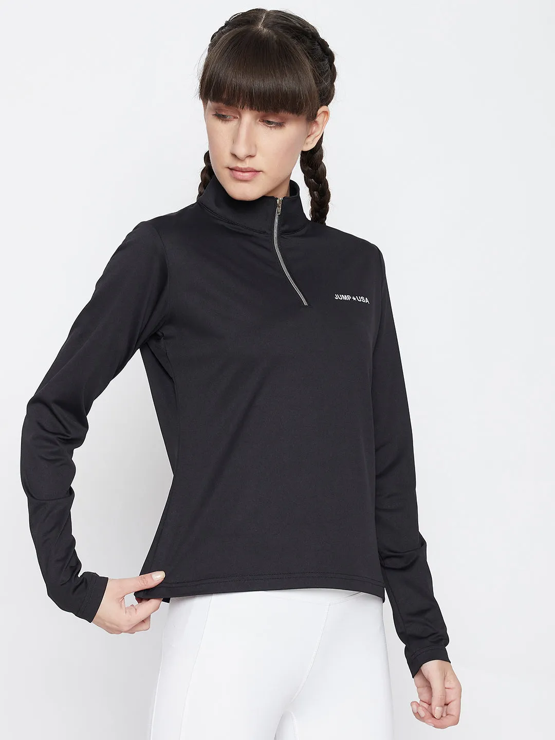 JUMP USA Women Solid Rapid-Dry Training T-shirt