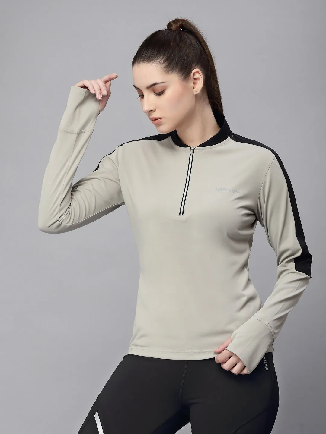 JUMP USA Women Solid Rapid-Dry Training T-shirt