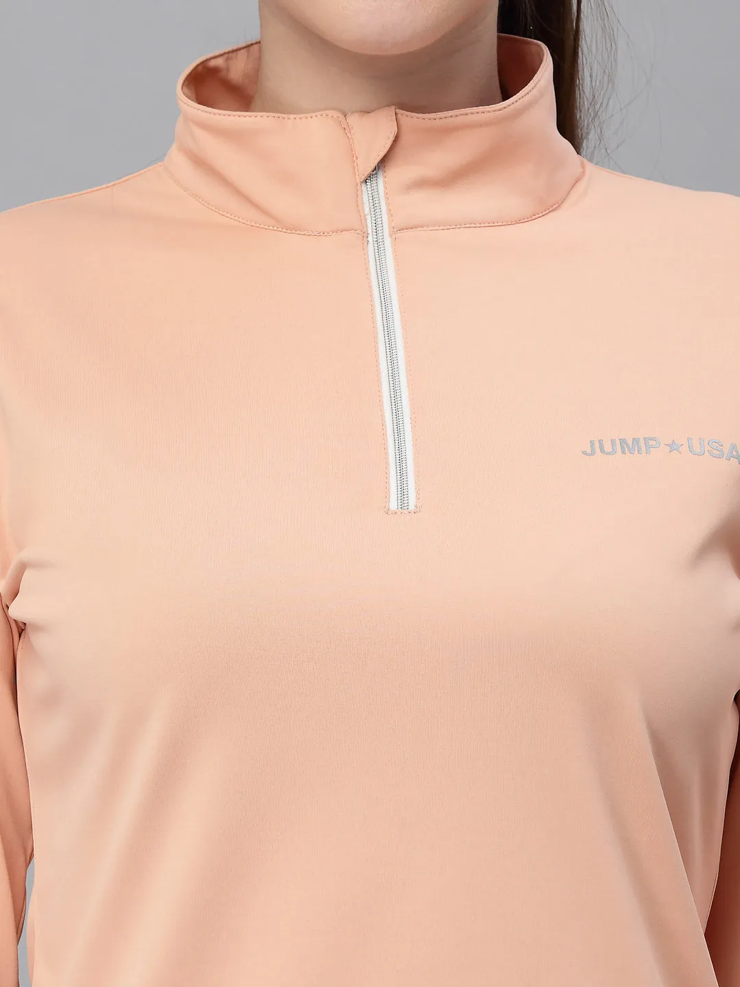 JUMP USA Women Solid Rapid-Dry Training T-shirt
