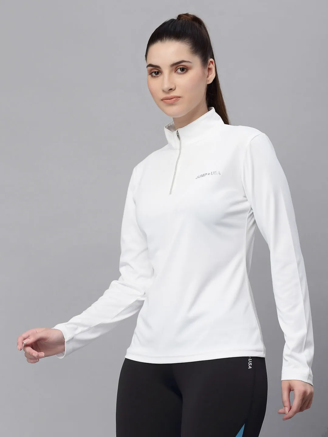 JUMP USA Women Solid Rapid-Dry Training T-shirt