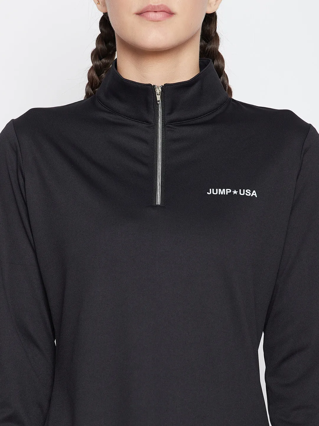 JUMP USA Women Solid Rapid-Dry Training T-shirt