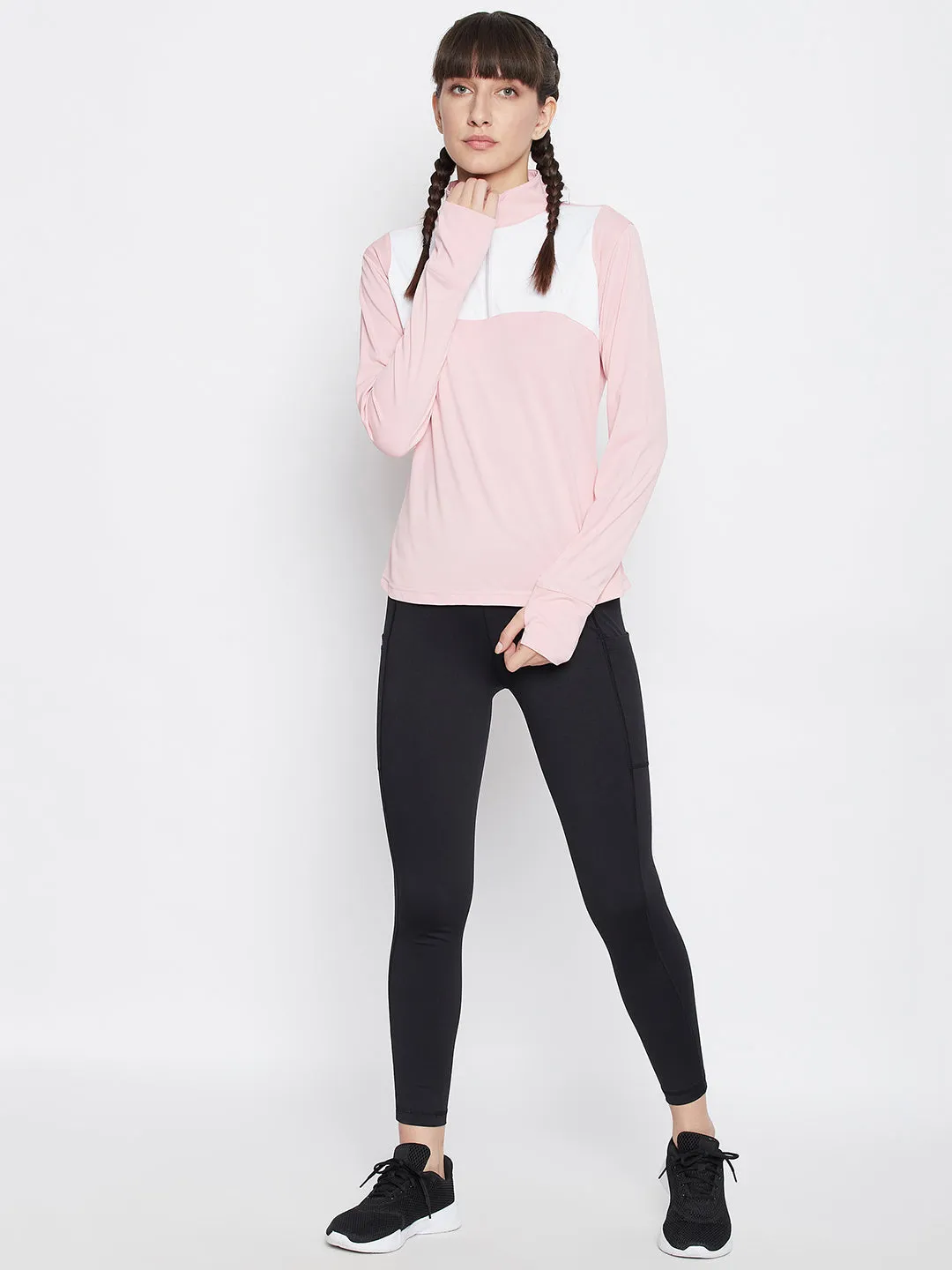 JUMP USA WOMEN TURTLE NECK FRONT ZIP T-SHIRT