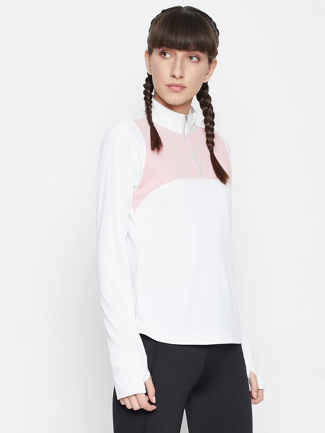 JUMP USA WOMEN TURTLE NECK FRONT ZIP T-SHIRT