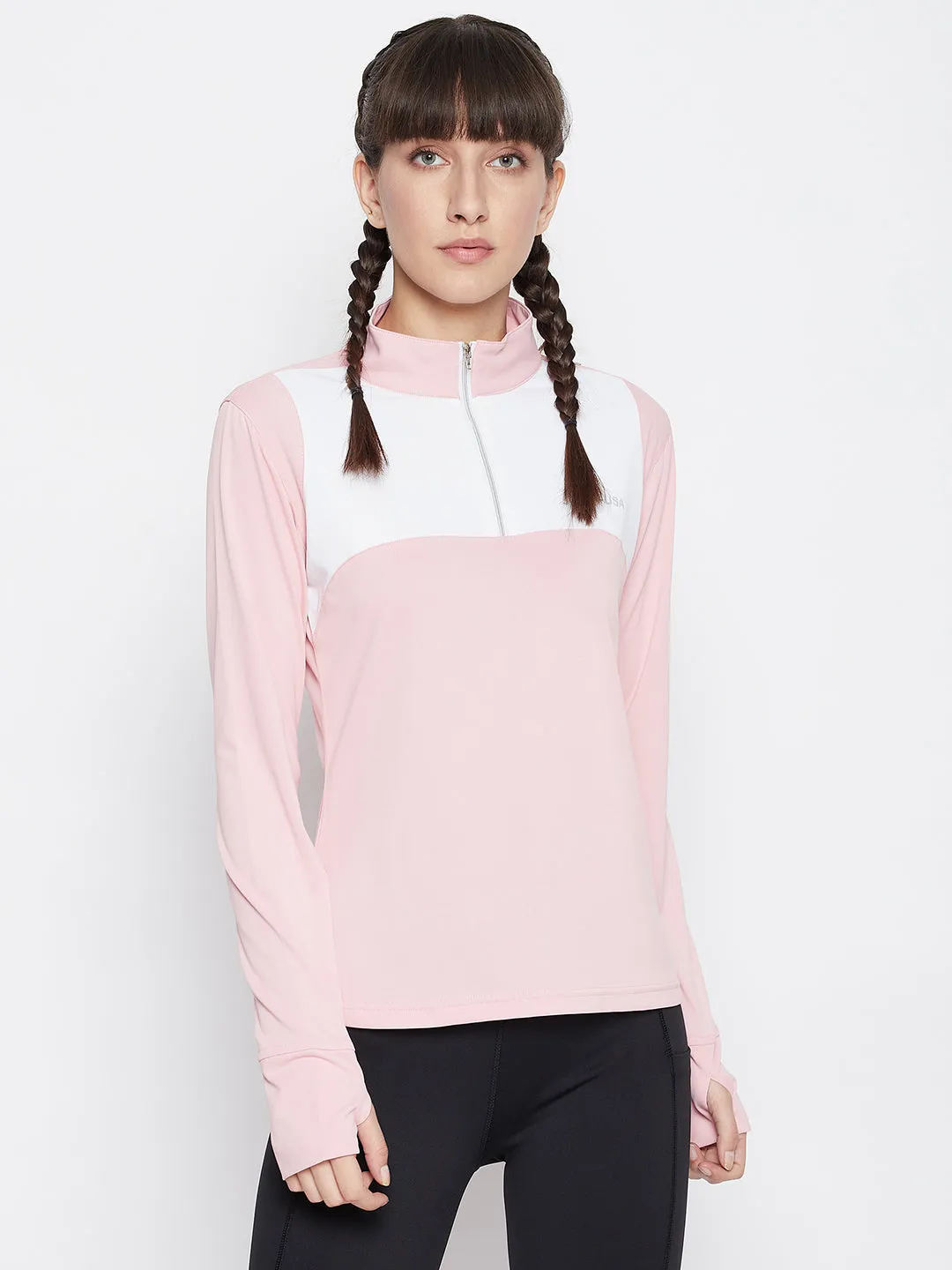 JUMP USA WOMEN TURTLE NECK FRONT ZIP T-SHIRT