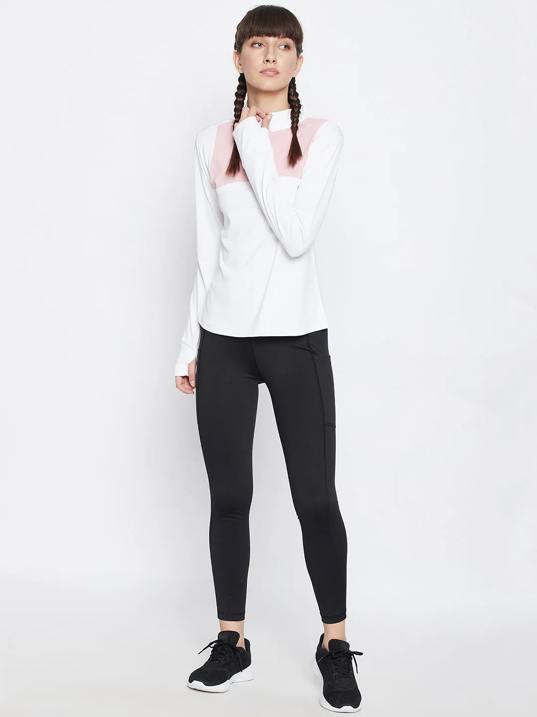 JUMP USA WOMEN TURTLE NECK FRONT ZIP T-SHIRT