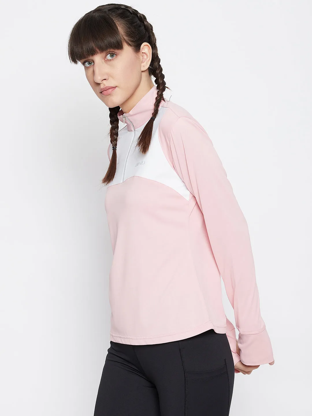 JUMP USA WOMEN TURTLE NECK FRONT ZIP T-SHIRT