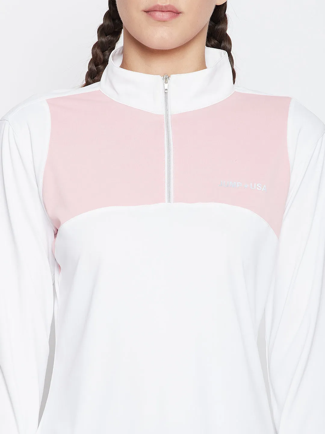 JUMP USA WOMEN TURTLE NECK FRONT ZIP T-SHIRT
