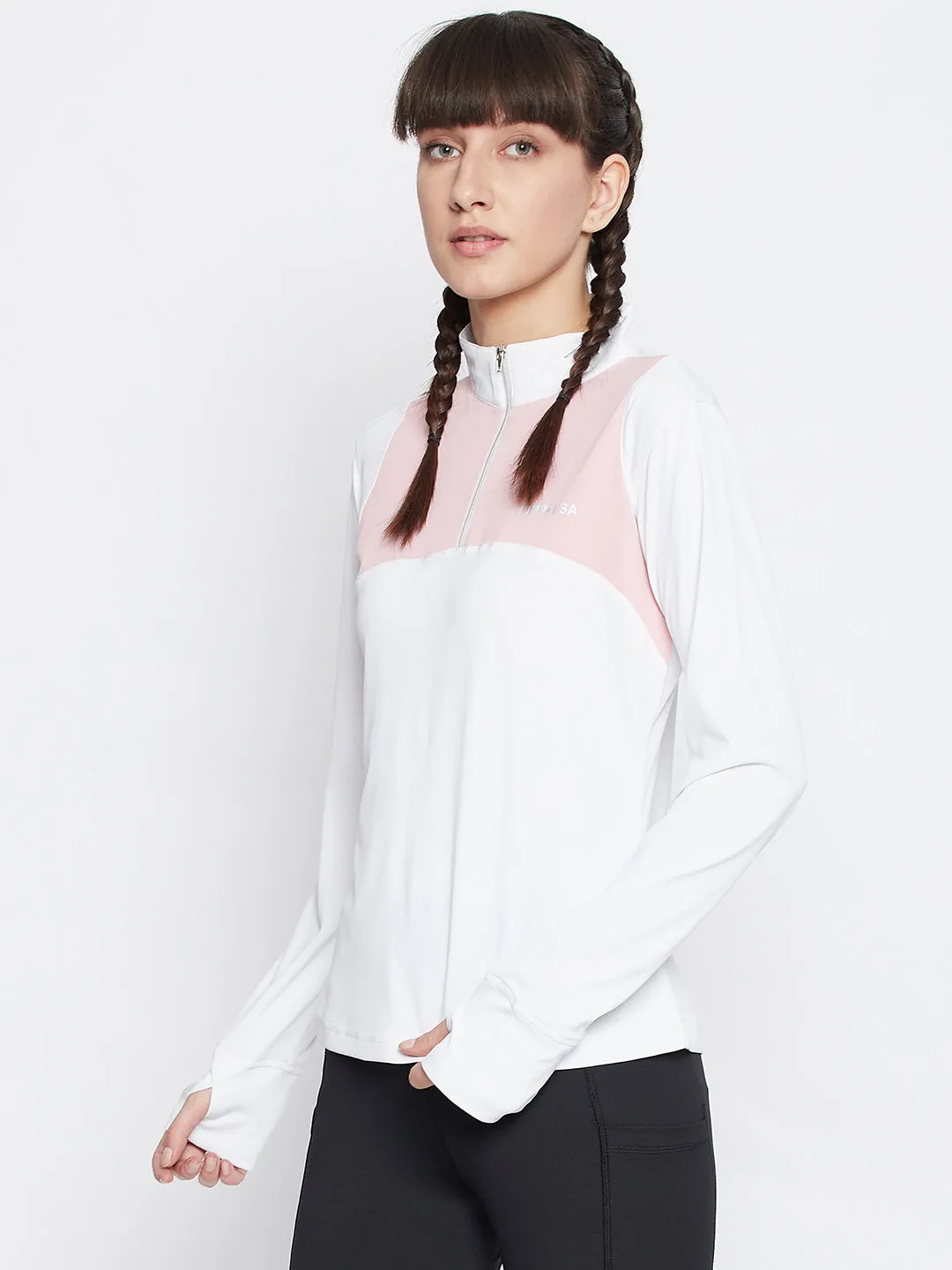 JUMP USA WOMEN TURTLE NECK FRONT ZIP T-SHIRT