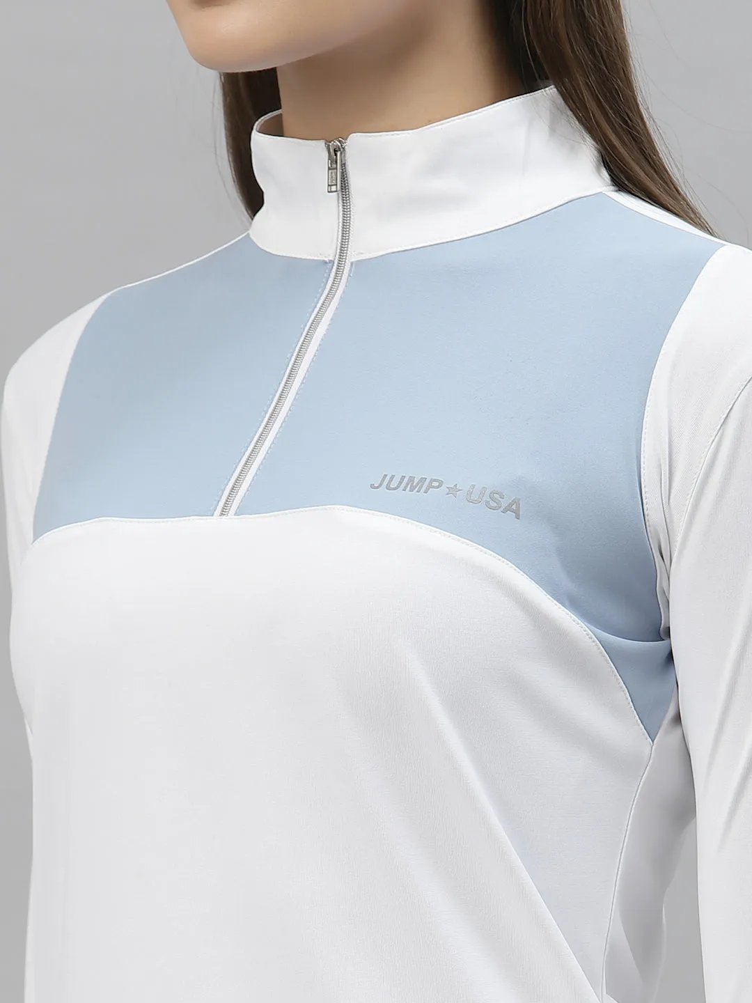 JUMP USA WOMEN TURTLE NECK FRONT ZIP T-SHIRT