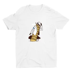 Leaning Tower Leaning Man Mom Cotton Tee