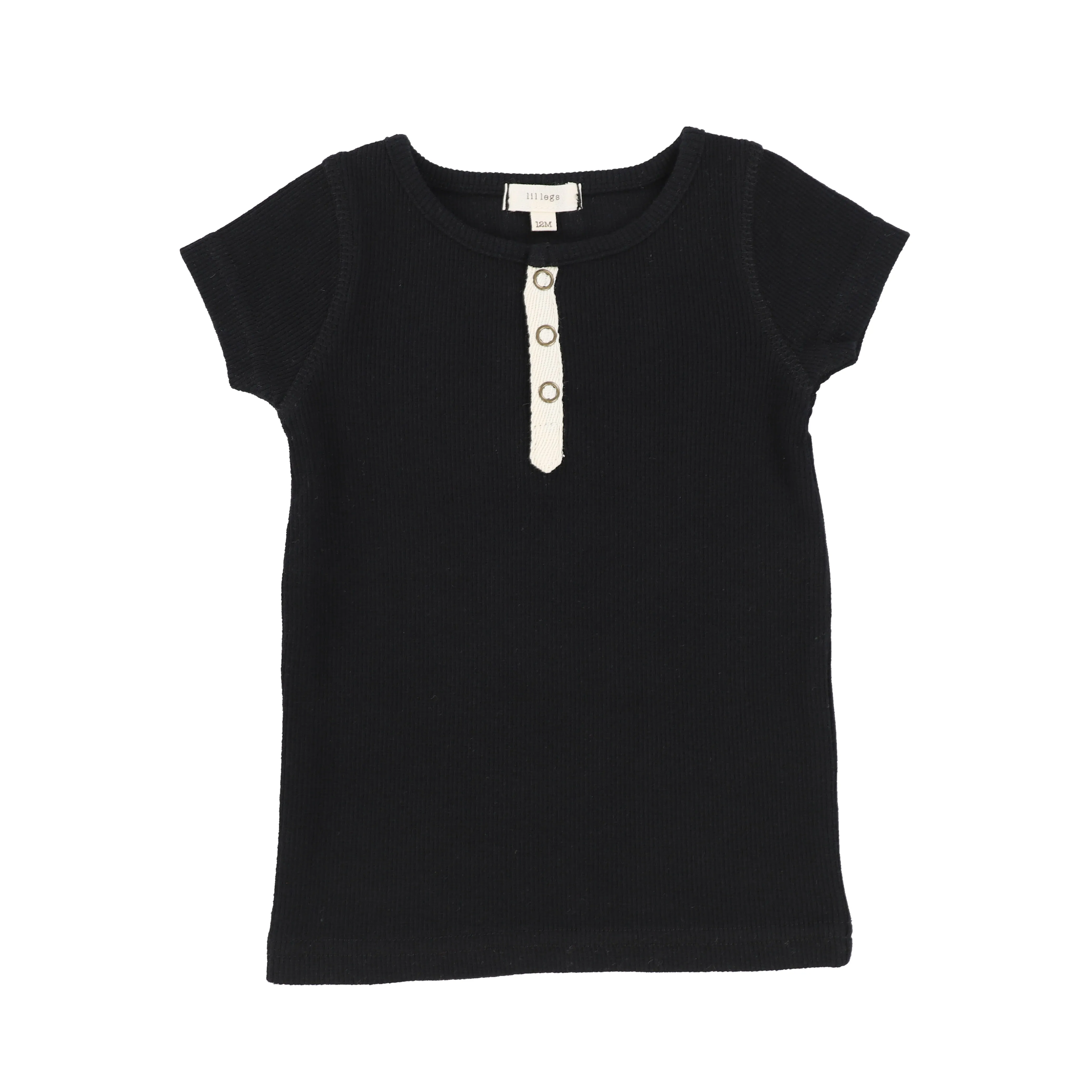 Lil Legs Ribbed Tab Tee Short Sleeve - Black