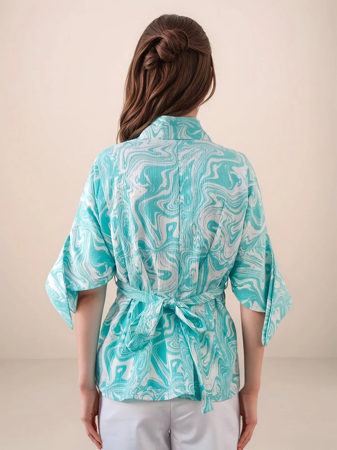 Multi-Colored Abstract Printed Relaxed Fit Top