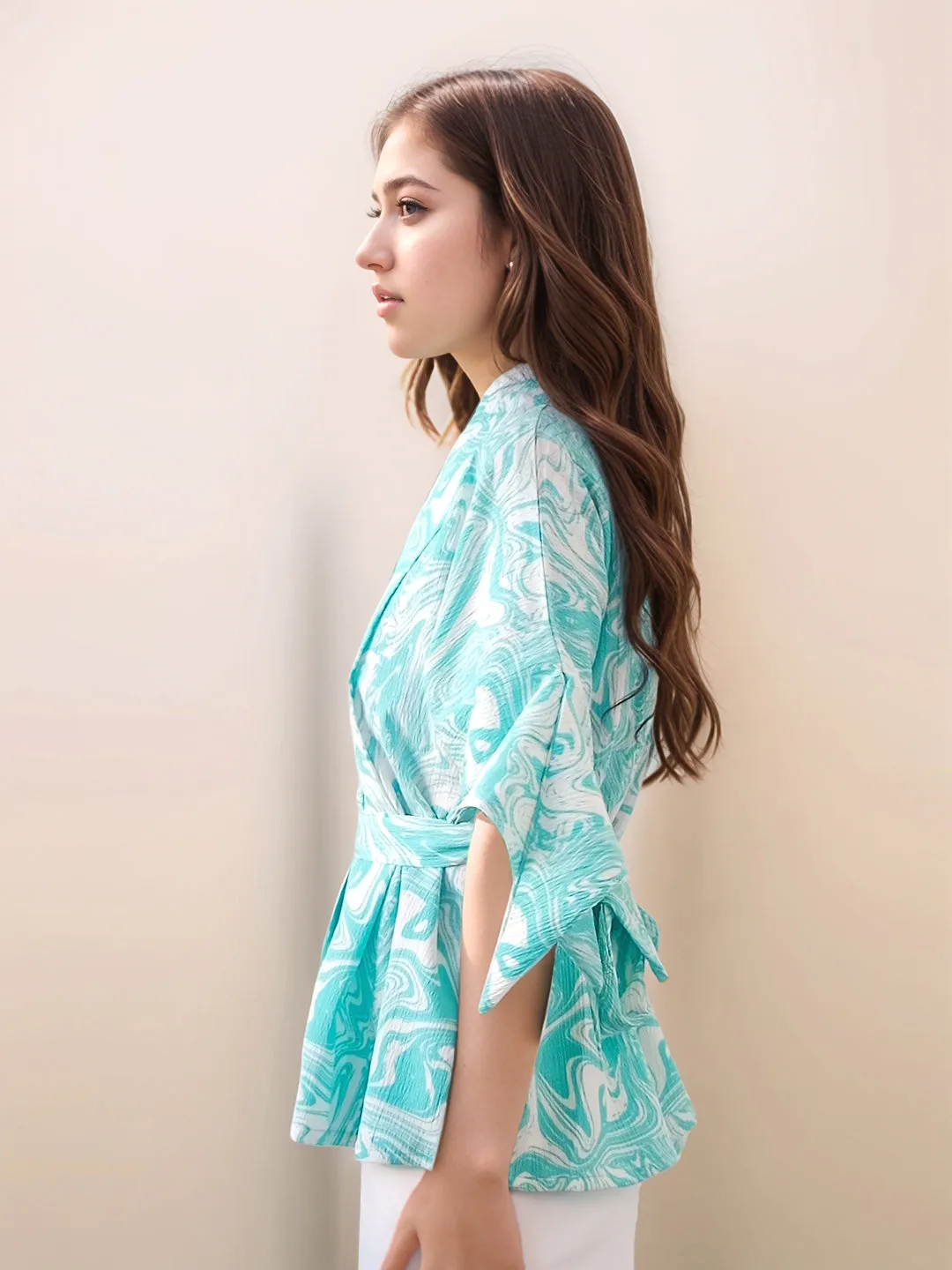 Multi-Colored Abstract Printed Relaxed Fit Top
