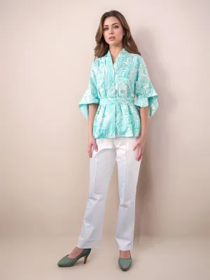 Multi-Colored Abstract Printed Relaxed Fit Top