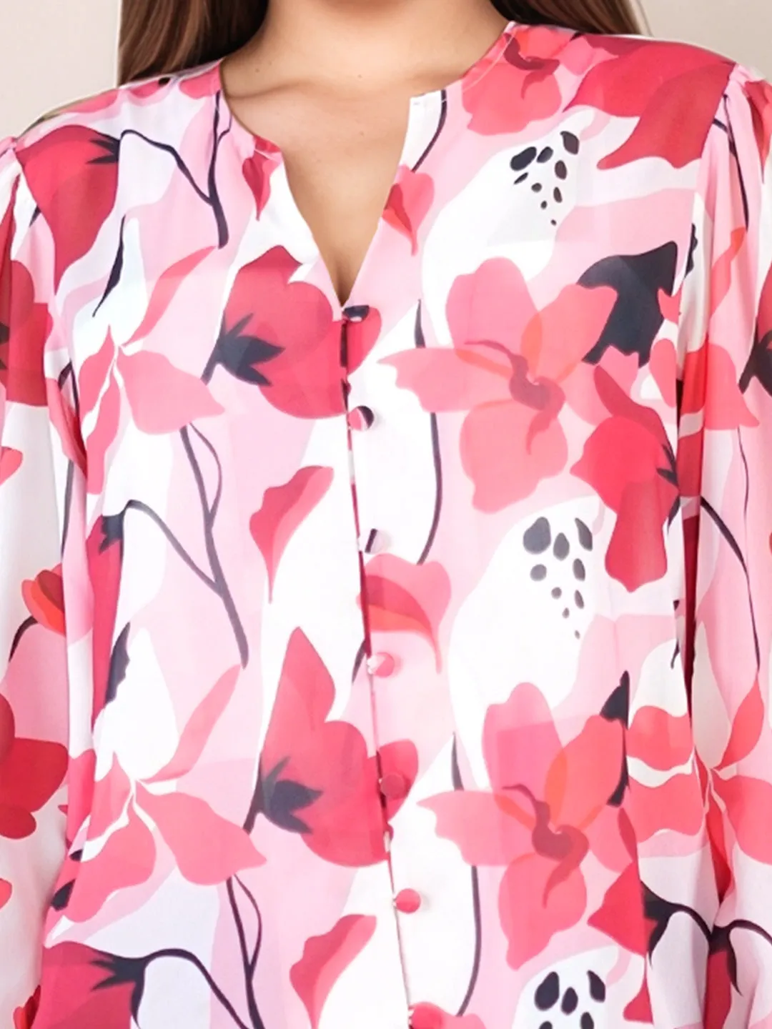 Multi-Colored Floral Prints Relaxed Fit Top