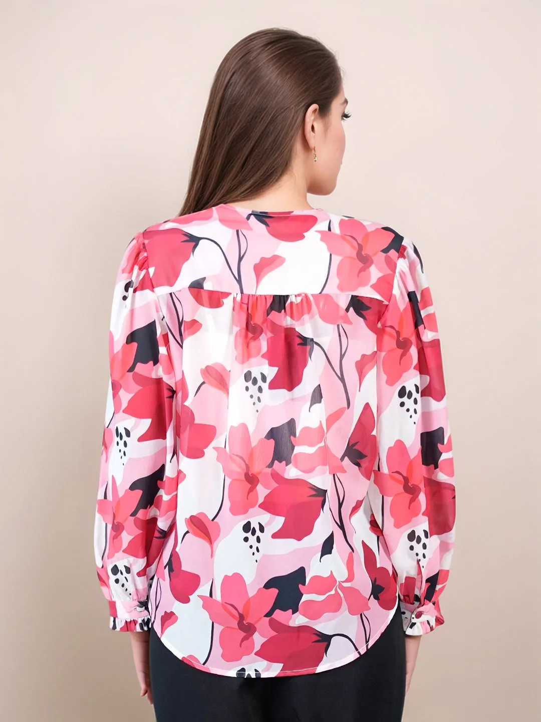 Multi-Colored Floral Prints Relaxed Fit Top