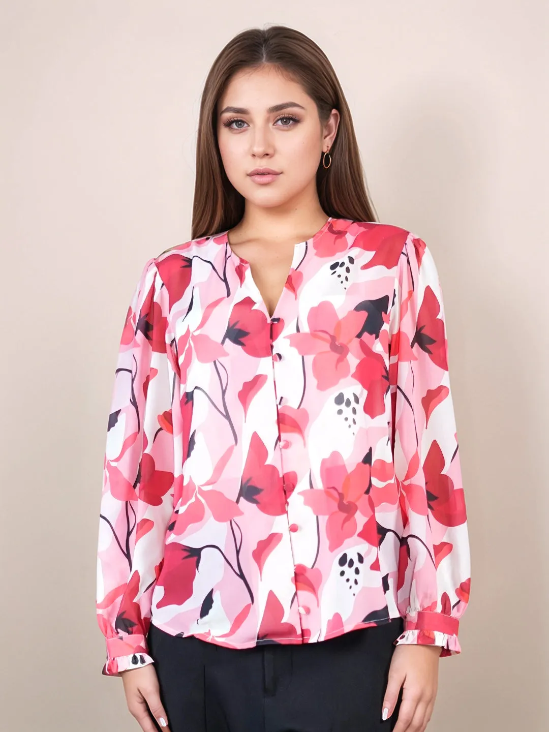 Multi-Colored Floral Prints Relaxed Fit Top