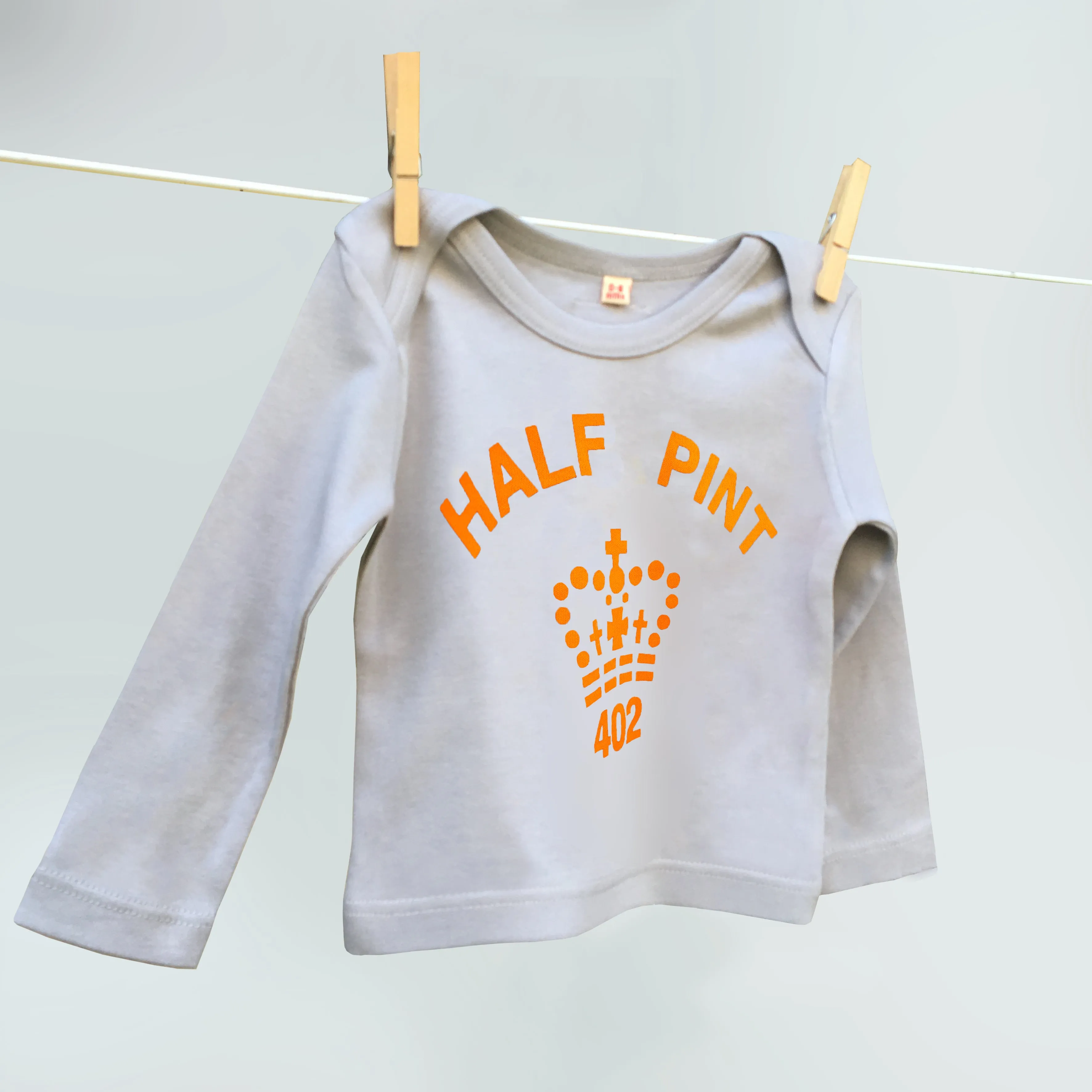 Mummy and baby Pint and Half Pint t shirts (grey/citrus)